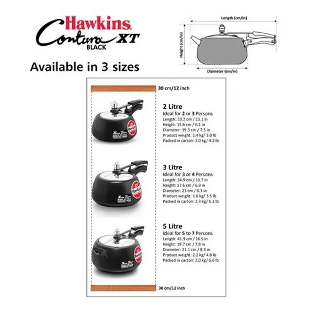 Hawkins Contura Hard Anodised Black Inner Lid Pressure Cooker - Xtra Thick & Induction Base, CXT20, 2 l-7.webp